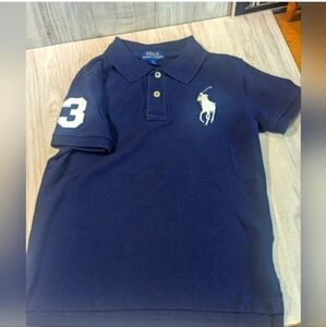 Boys Polo Ralph Lauren Polo T Shirt Size 7 Navy Blue White Big Pony
